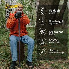 Folding Walking Cane for Seniors, 5-Level 32-37 Inches Adjustable, Black
