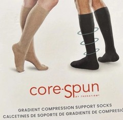 NEW! Core-Spun 20-30mmHg Gradient Compression Support Socks Sz- XL Black Knee Hi