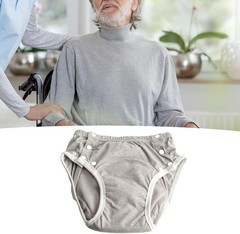 Reusable Adult Cloth Diaper Washable Leakproof Nappy Diapers Elderly-Grey-M