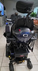 Quantum EDGE 3 Electric Power Wheelchair w/ Joystick, Headrest, Black/Blue