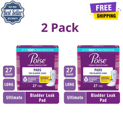 Poise Incontinence Pads, 6 Drop Ultimate Absorbency, Long Length, 54 Count Total