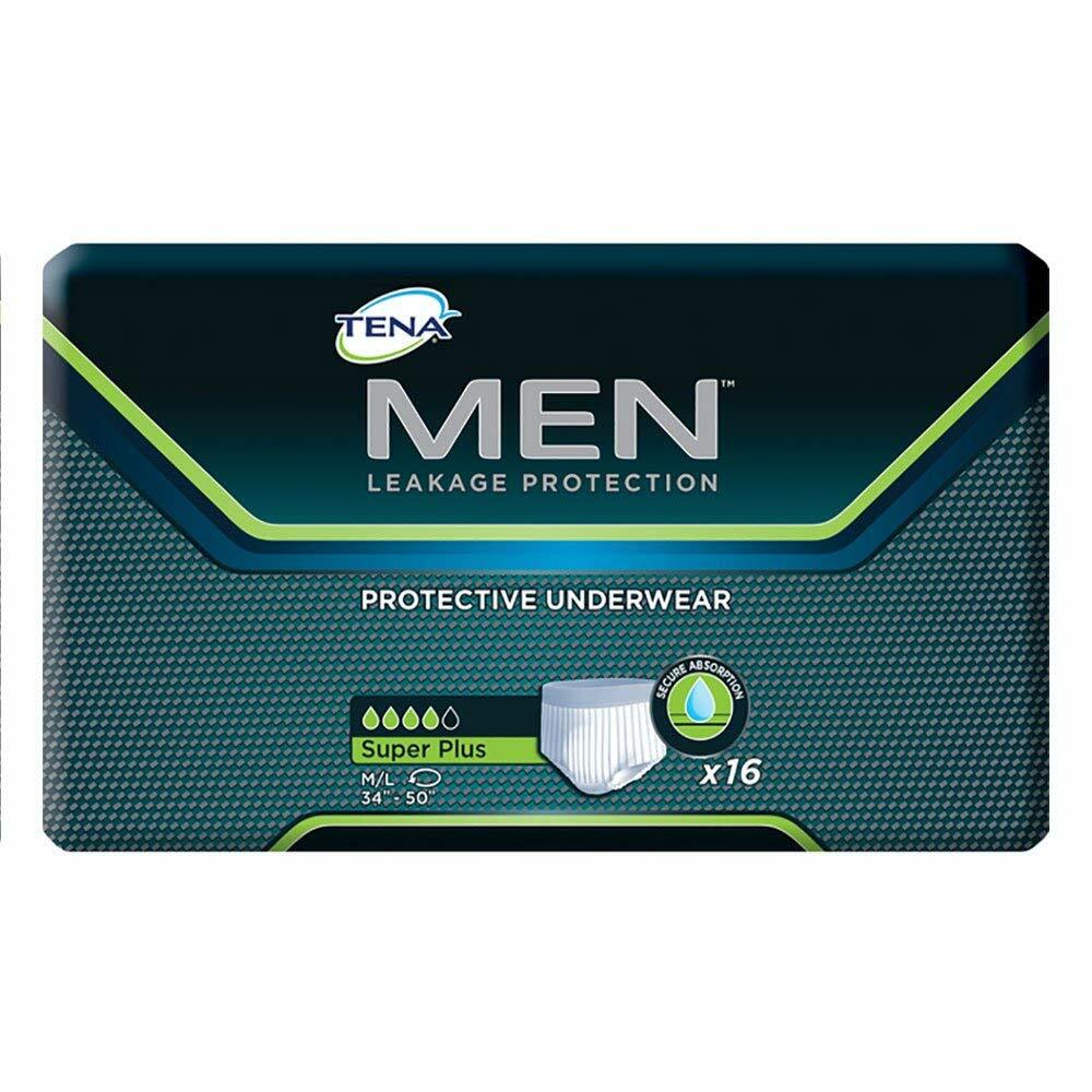 TENA Men Protective Underwear, Super plus Medium/Large, 34 – 50in – Case of 64