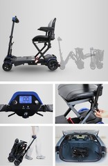 4-Wheel Remote Control Foldable Electric Mobility Scooter for Senior 10Mile 4Mph