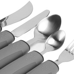 5pcs Household Utensils Stainless Steel Rubber Handle Spoon Fork Set For Home