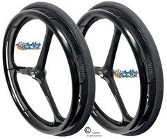 24″ x 1″ (540m) 3 Spoke CARBON Wheel W/ Air Pneumatic Tire and Aluminum. Set of