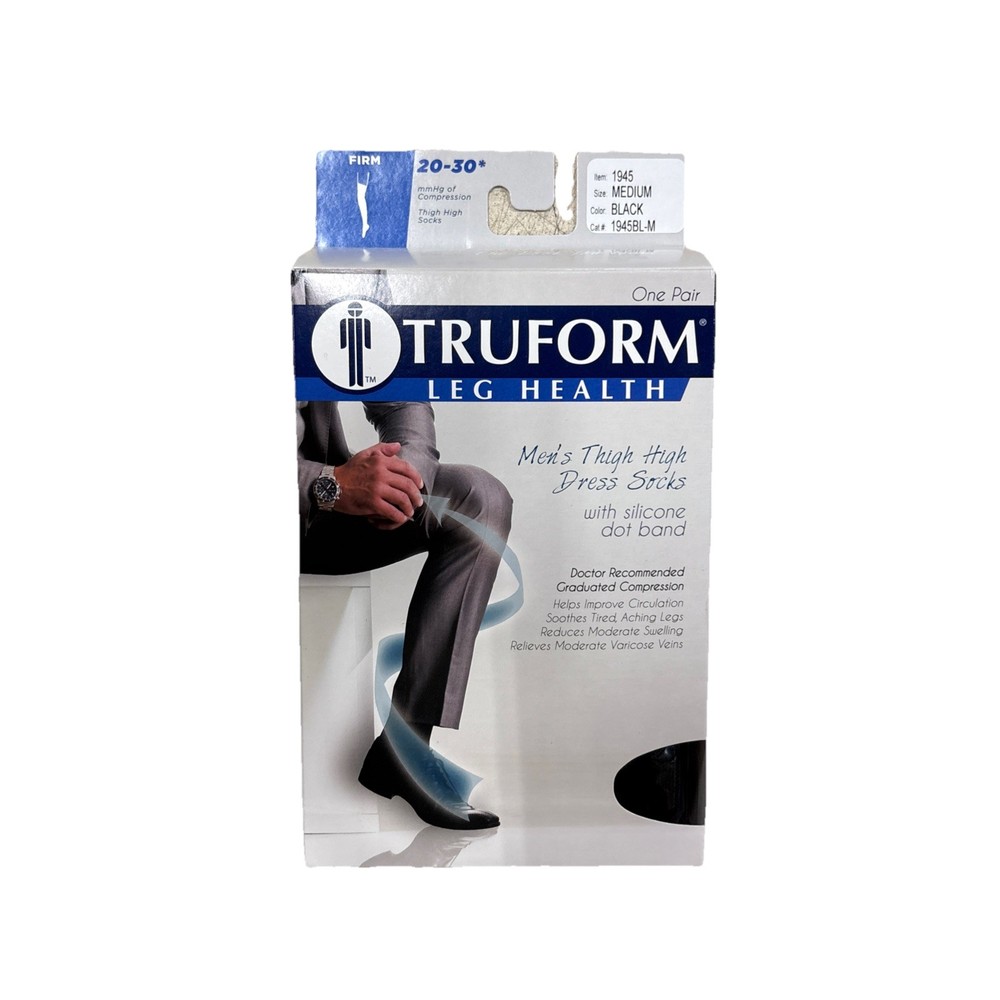 Truform Leg Health Men’s Thigh High Dress Socks 20-30 MmHg Of Compression
