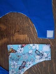 Butterflies/Blue, Adult Bib, Handmade , 35 1/2” by 21 ½”, reversible