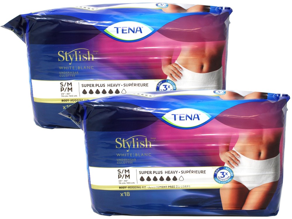 TENA Super Plus Absorbency Incontinence Underwear for Women Sm/Med 18 Count 2 Pk