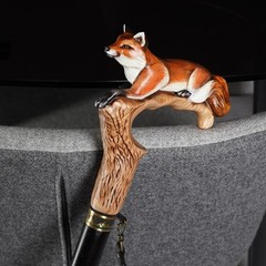 Hand-Painted Fox Walking Cane, Fashion Hand-painted Luxury Walking Stick