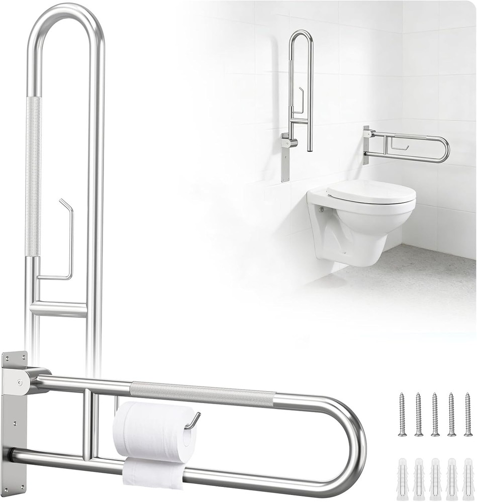 Toilet Grab Bar Support Rail 29.5 Inch, Anti-Slip Knurled Handicap Bathroom Safe