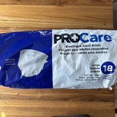 Procare Breathable Adult Briefs Diapers Large 45″ – 58″ Waist – 18 Count ~ NEW