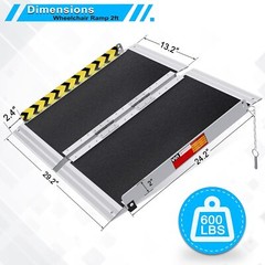 2-10 ft Aluminum Multi-Folding Wheelchair Scooter Mobility Ramp Portable 600 LB
