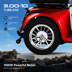 1000W Heavy Duty 4 Wheel Mobility Scooters for Seniors 40 Miles 500 lb Capacity