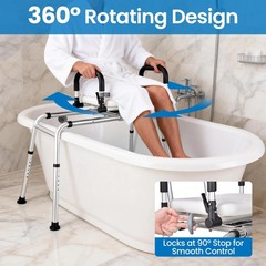 Sliding Tub Transfer Bench Shower Chair Swivel Seat & Backrest 220lbs