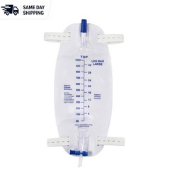 Sterile Easy-Tap 1000ml Leg Bag with Anti-Reflux Valve & Cloth Straps (3-Pack)