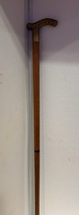 Vintage Wood & Solid Brass Derby Scroll Cane Walking Stick 35″ # 7196