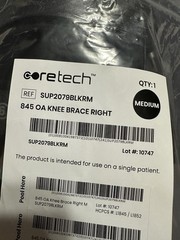 Coretech 845 OA Right Knee Brace Adjustable Support SUP2079BLKRM New