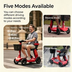 4 Wheel Folding Mobility Scooter Electric Power Wheelchairs Long Range 25/40Mile