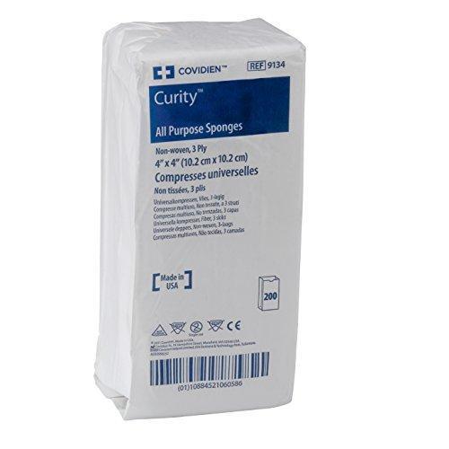 COVIDIEN 9134 Curity Non-Woven All-Purpose Sponge, Non-Sterile, 4″ x 4″, 3-ply