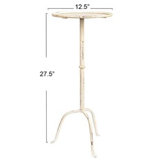 Creative Co-Op Metal Martini Cocktail Table Antique White Ec1447