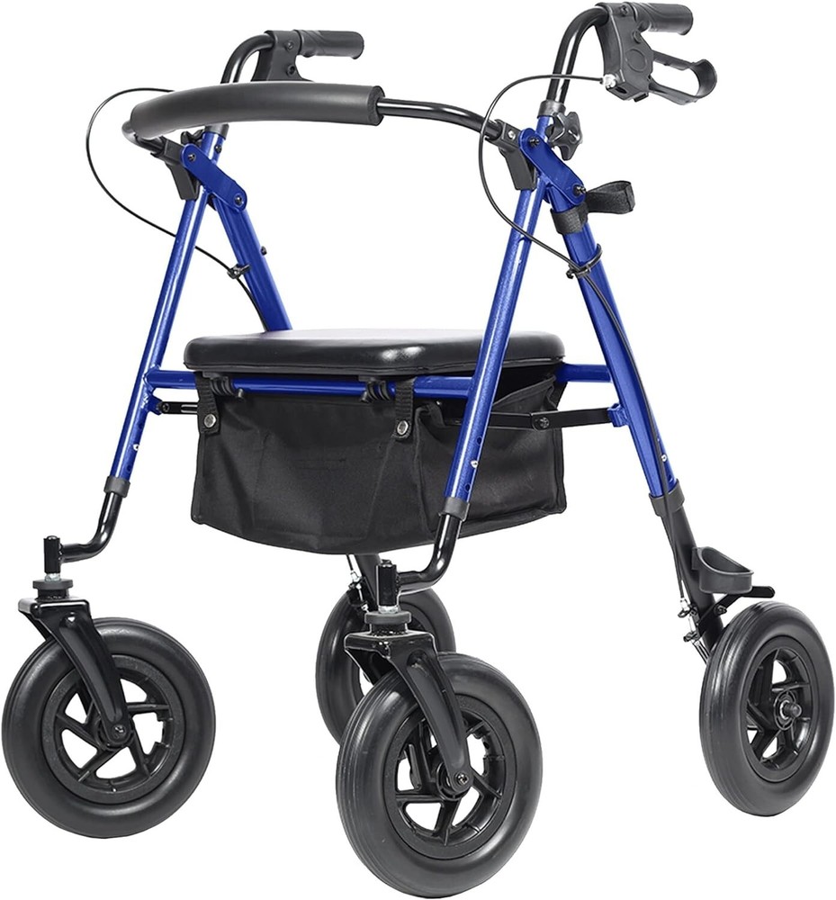 Elenker All-Terrain 10″ Rollator Walker with Padded Seat Backrest Senior 300 lb