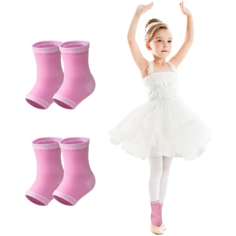 2 Pairs Kids Compression Ankle Braces Lightweight Non Slip Sleeve Pink Cherub M