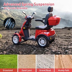 700W 3-Wheels Portable Double Motor Folding Electric Power Red Mobility Scooter