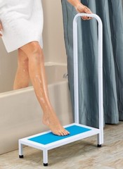 Step with Handrail Nonslip Bath Shower Kitchen Supports Up To 500lbs Heavy Duty