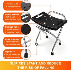 Folding Shower Seat, Stainless Eligible Shower Chair for Inside Shower, 400lbs