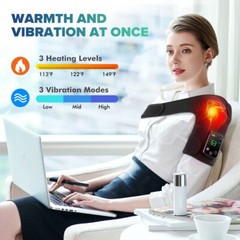 Heated Shoulder Massager with Vibration Massage Brace Joint Pain Relief Electric