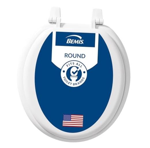 Bemis 400TTA Economy Durable Wood Toilet Seat, Made in USA, Round, White ROUND