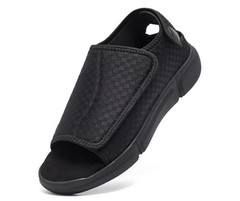 Men’s Open toe Diabetic Sandals Wide Width Adjustable Straps Arch 10 Wide Black