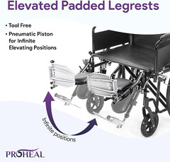 Bariatric Wheelchair – Heavy Duty, 500lb Capacity, Adjustable, Foldable, 22″ Sea
