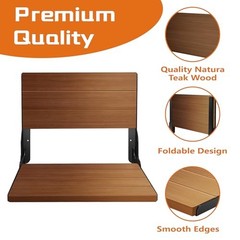 Folding Shower Seat 20“, Large Teak Shower Seat, Folding Shower Bench, Wall