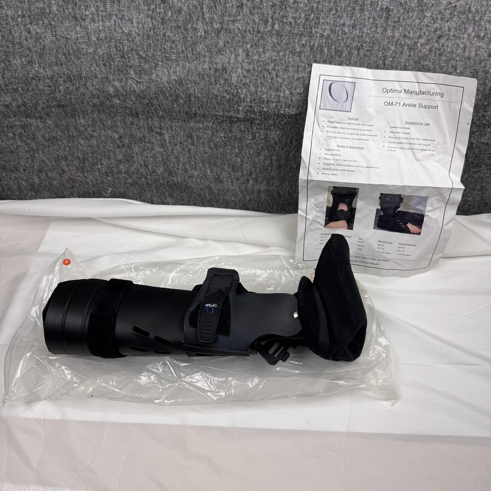 Optima OM-71 Ankle Support Brace Medium Black Adjustable Hinged Orthopedic