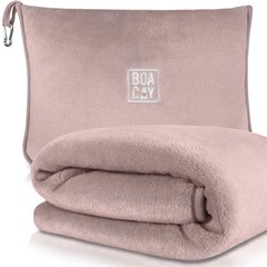 BOACAY Soft & Warm Travel Blanket for Airplane & Car – Long Single, Pink