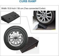 2Pack Curb Ramp Black Color, Portable Lightweight Heavy Duty Plastic Driveway Cu