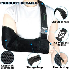 Breathable Arm Sling,Padded Shoulder Brace with Anti-Slip Thumb Loop,Unisex I…