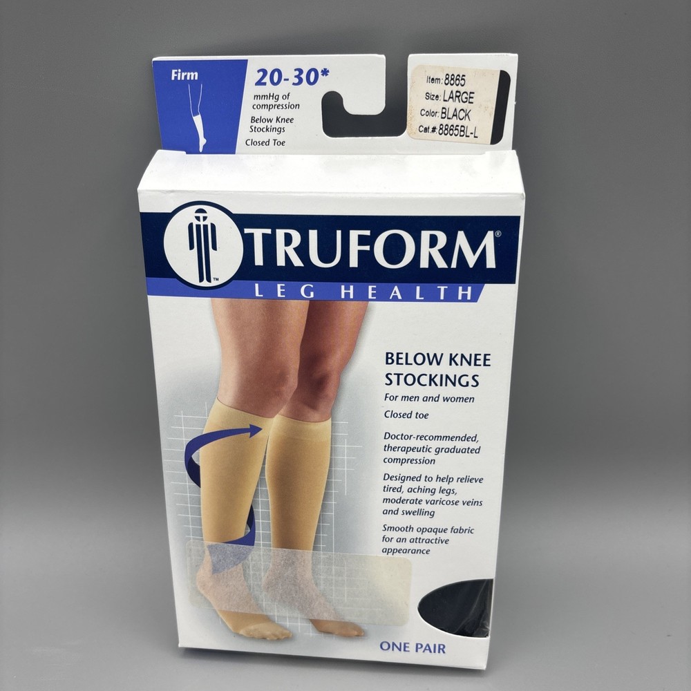 Truform Medical Compression Stockings NIP Firm 20 – 30 mmHg BLACK Large
