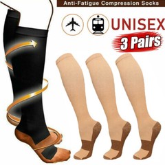 6 Pairs Copper Compression Socks 20-30mmHg Graduated Support Mens Womens S-XXL
