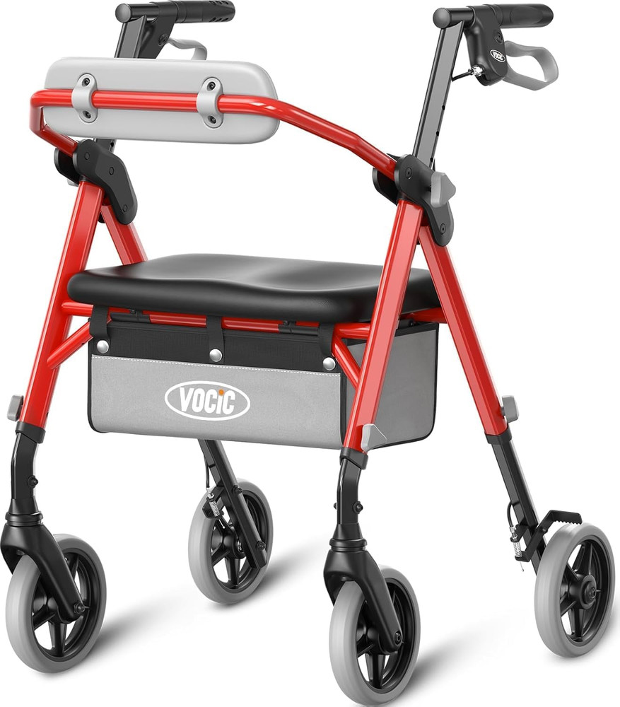 VOVCIC Z11 Rollator Walker for Seniors, 380 Lbs Capacity, Foldable & Lightweight