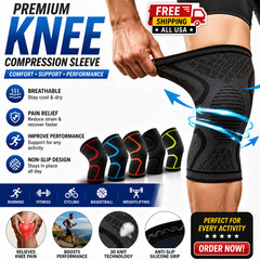 Compression Knee Sleeve Brace Support Running Gym Basketball Men Women