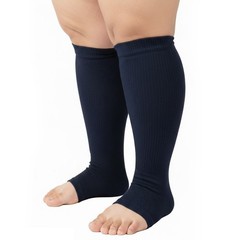 2XL-4XL Plus Size Open Toe Compression Socks, Calf Pressure Stockings for Unisex
