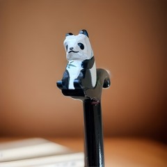 Decorative Panda Bear Walking Cane Hand Painted Bamboo Motif Brown Collector Stk