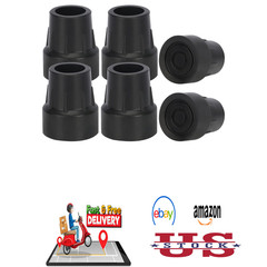 Walking Cane Tips 1 Inch Heavy Duty Rubber Crutch Tips Replacement 6pcs Black