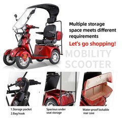 800W Four Wheel Mobility Scooter w/ Windshield for Senior&Adults 500lbs US Stock