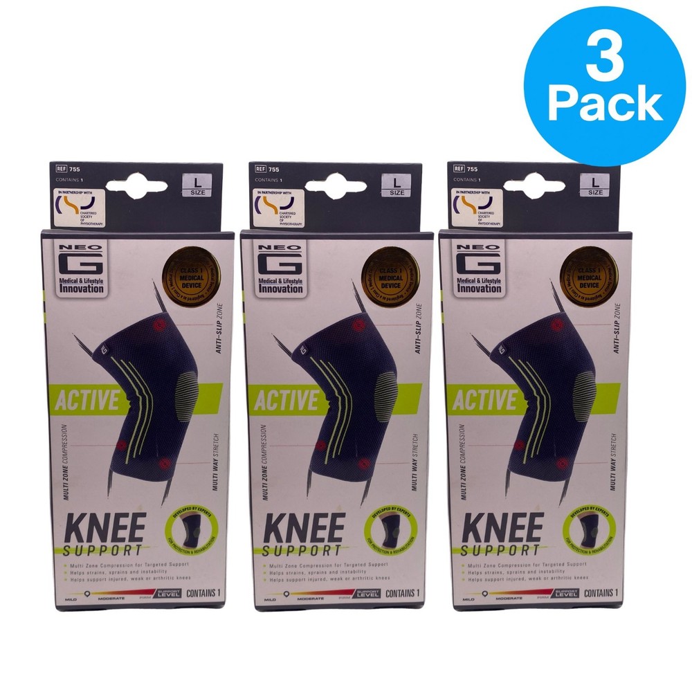 Neo G Active Knee Support Brace Size Large 3 Pack New
