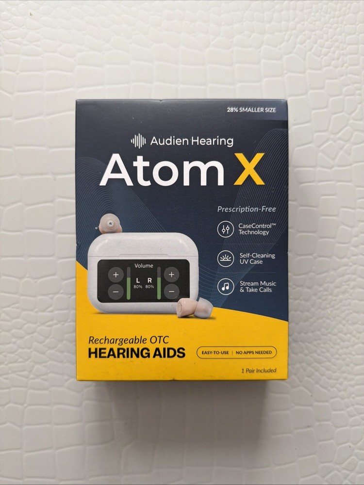 Audien Hearing Atom X OTC Rechargeable Hearing Aids – Brand New