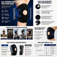 Adjustable Knee Brace Support Patella Stabilizer Pain Relief 4 Springs Men Women