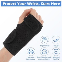 2x Carpal Tunnel Wrist Brace & Splint and Palm Cushion Adjustable and Fits Both